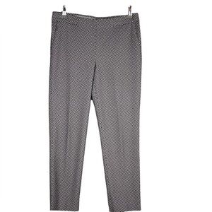 J. Jill Essential Slim Ankle Pull-On Pants Black White Geo Stretch Pockets 2P